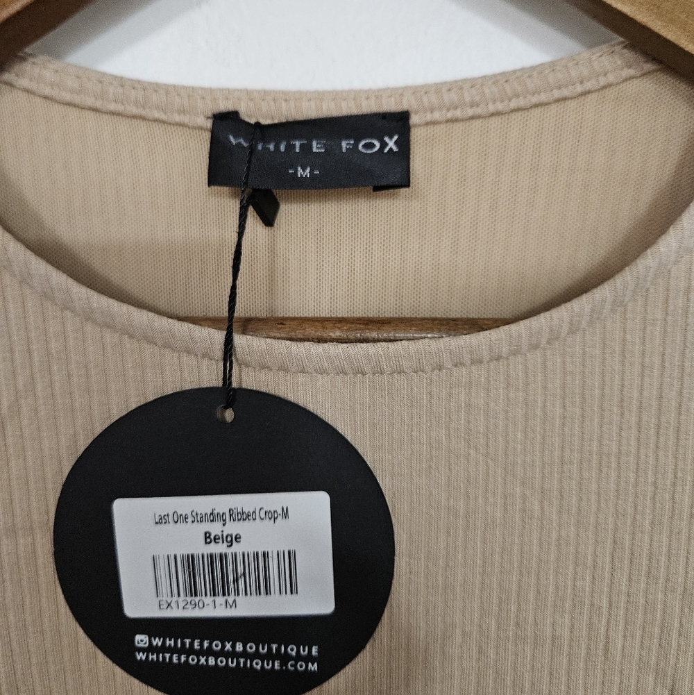 NWT White Fox Last One Standing Ribbed Crop - Picture 2 of 6